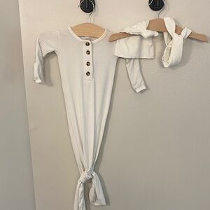 Lou Lou & Company Newborn Gown with matching Hat and Twist Headband